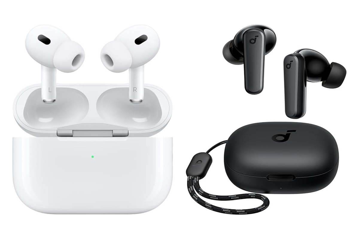 Apple AirPods 2nd Generation and Soundcore P20i side by side
